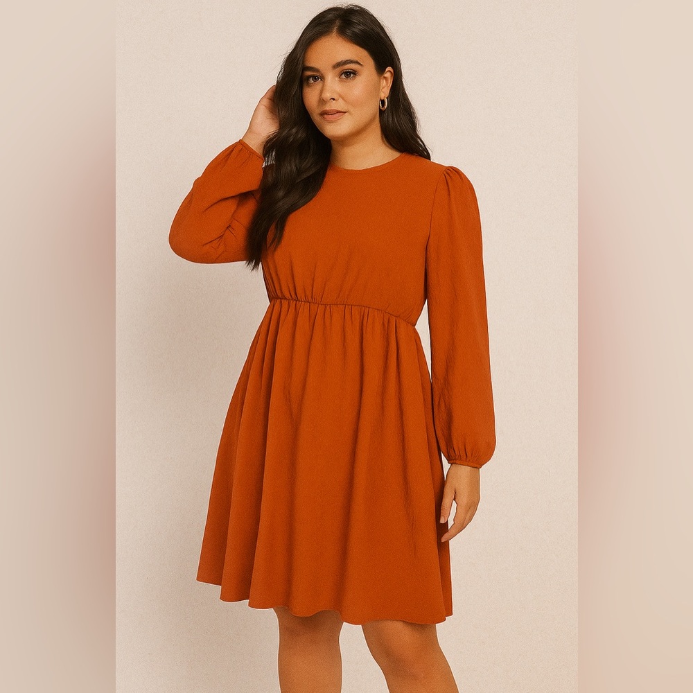 💗5 for $25💗 Rust Orange Long Sleeve Mini Dress